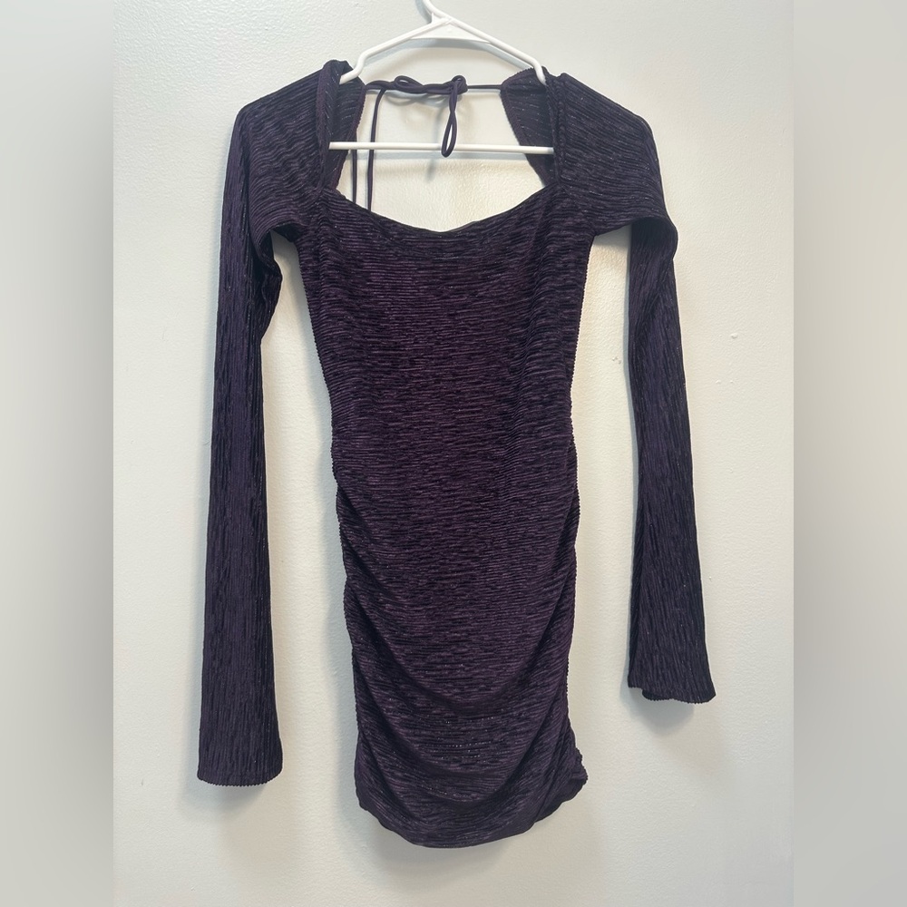 Lucy in the Sky Deep Purple Long Sleeve Dress - Picture 3 of 7